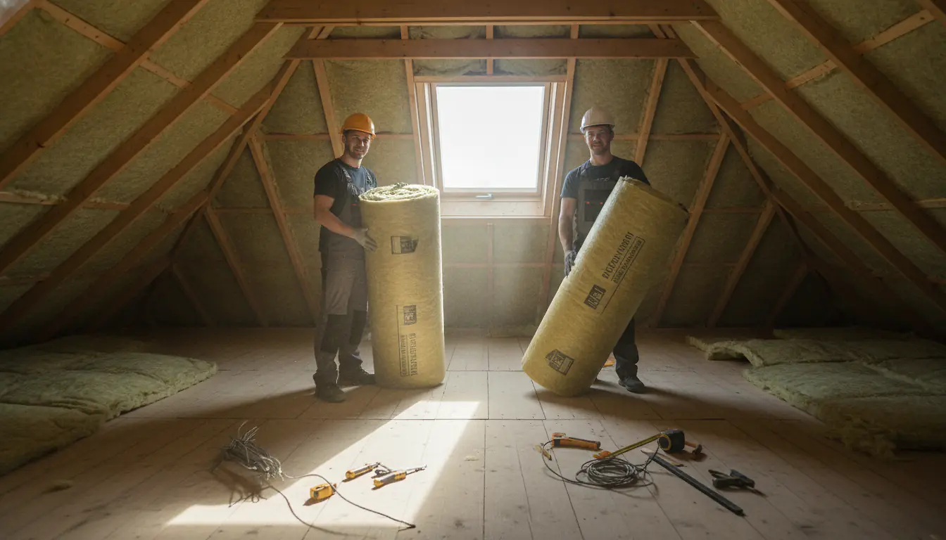 Isolation thermique dans les combles d'une maison